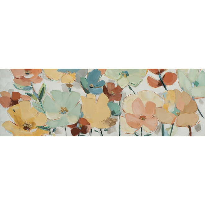 Canvas schilderij Pastel Flowers 50x150 cm