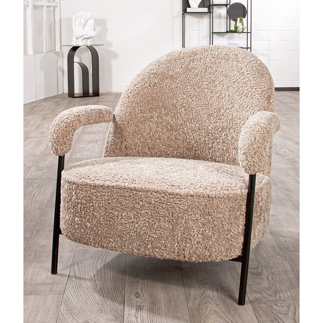 Fauteuil 'Ovina' in wollig beige