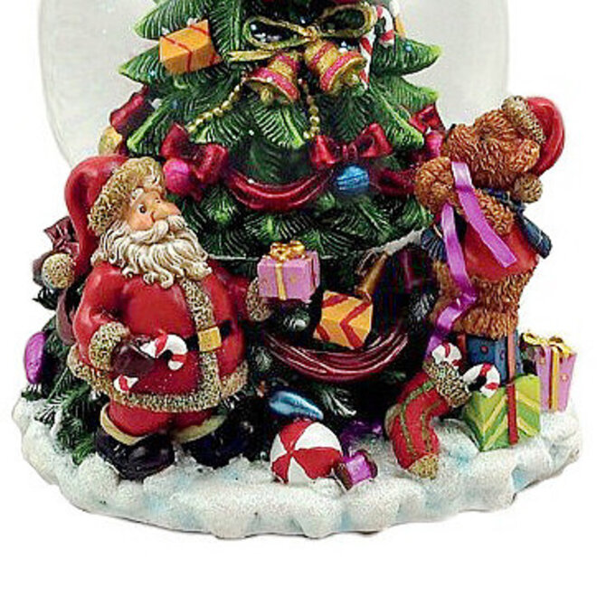 Sneeuwbol Kerstman en 2 beren bij pakjesboom