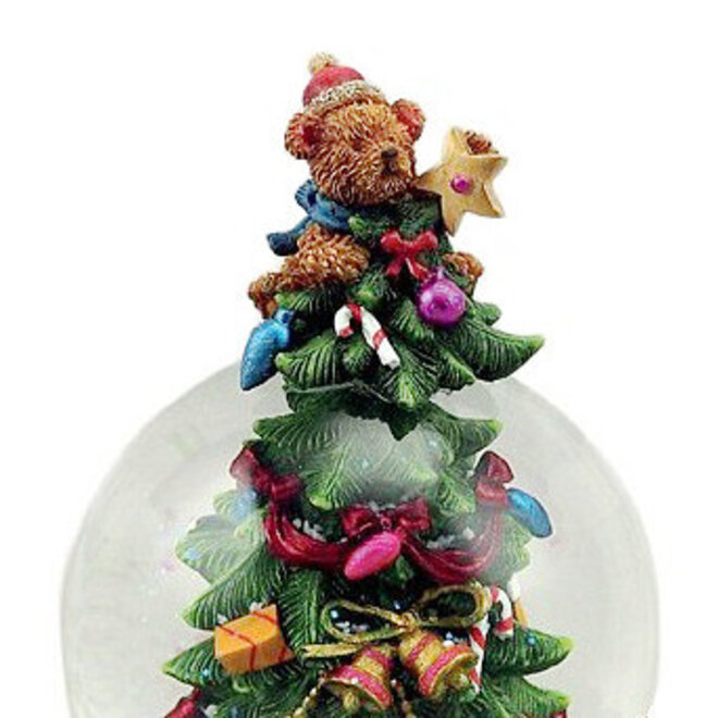 Sneeuwbol Kerstman en 2 beren bij pakjesboom