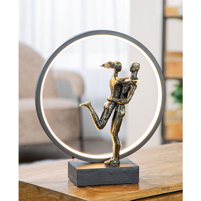LED Figuur 'Happy Reunion', polyresin, antique bronze finish, H35cm