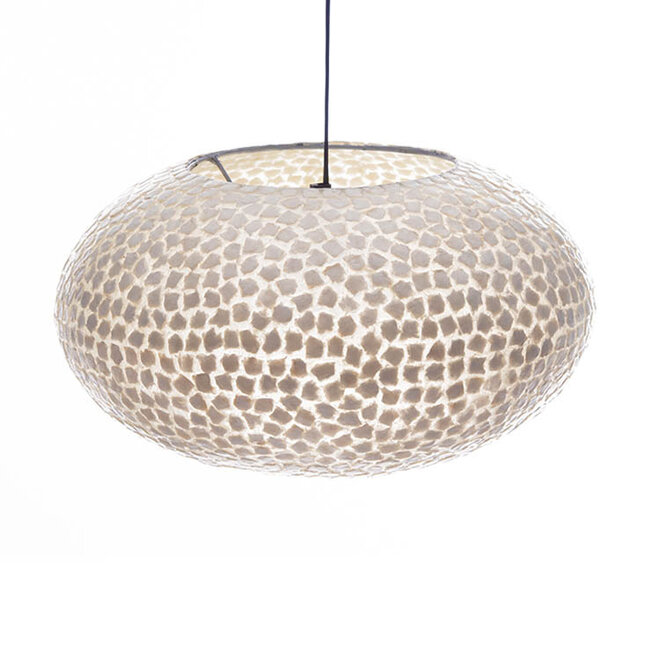 Villaflor schelpenlamp - Wangi White - hanglamp - open UFO - Ø 40 cm