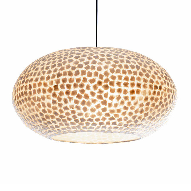 Villaflor schelpenlamp - Wangi White - hanglamp - open UFO - Ø 40 cm