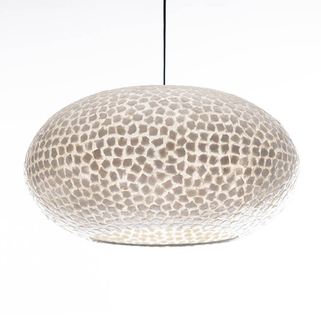 Villaflor schelpenlamp - Wangi White - hanglamp - open UFO - Ø 40 cm