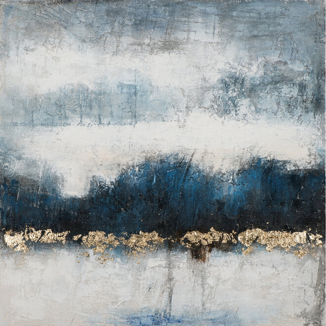 Canvas schilderij Darkblue and Gold 70x70