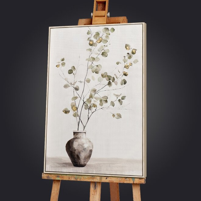 Canvas schilderij Soft Golden Green Left 60x90