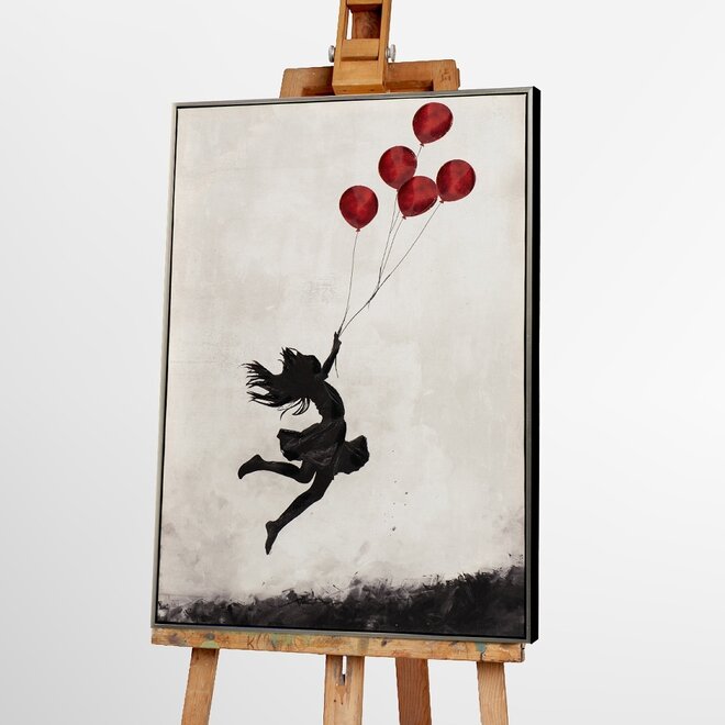 Canvas schilderij Jumping Balloon Girl 60x90