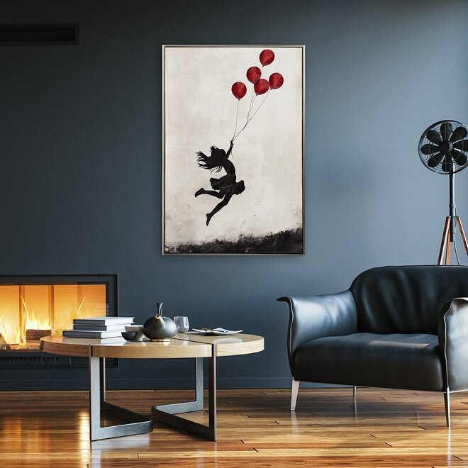 Canvas schilderij Jumping Balloon Girl 60x90