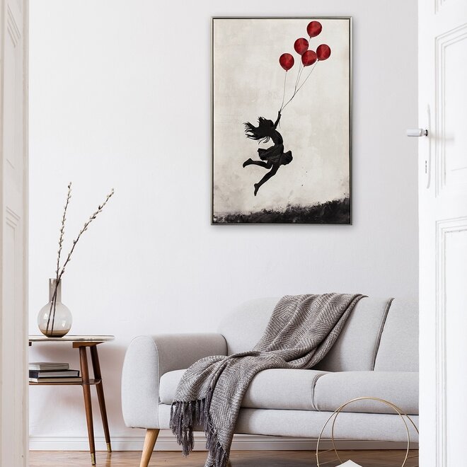 Canvas schilderij Jumping Balloon Girl 60x90