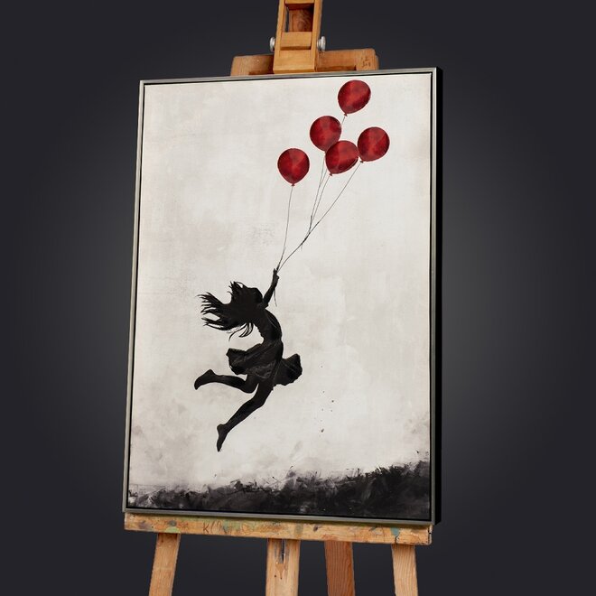 Canvas schilderij Jumping Balloon Girl 60x90