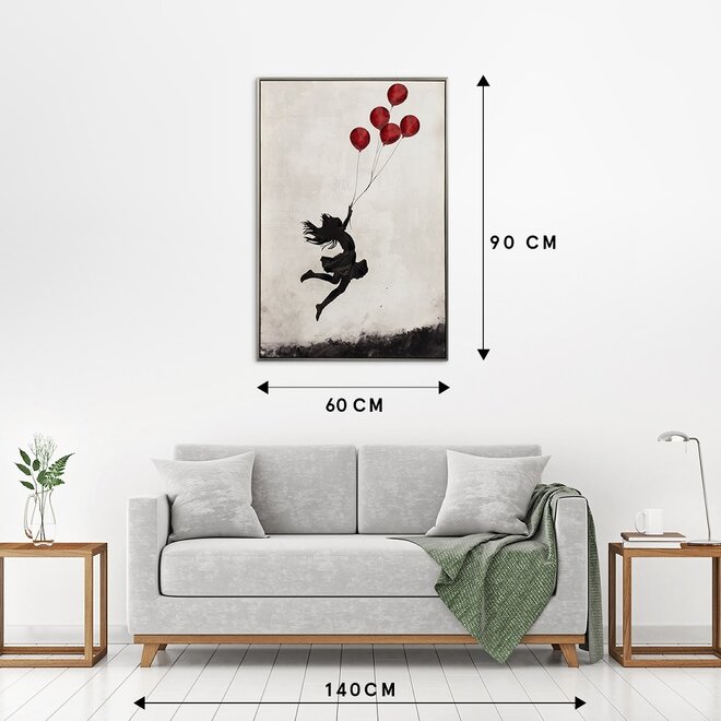 Canvas schilderij Jumping Balloon Girl 60x90
