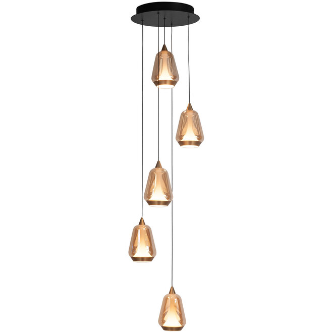 Hanglamp Tromba, rond 5-lichts, hoogte instelbaar