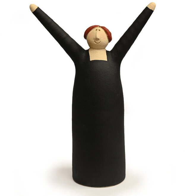 Vrolijke Vrouw, Freudenmädchen, zwart Keramiek H27cm