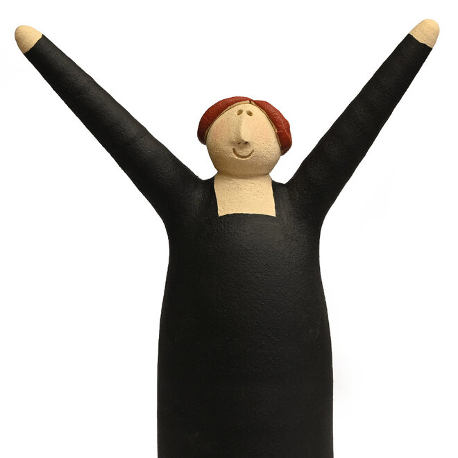 Vrolijke Vrouw, Freudenmädchen, Keramiek zwart H27cm