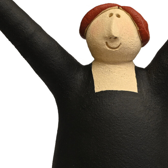 Vrolijke Vrouw, Freudenmädchen, Keramiek zwart H27cm