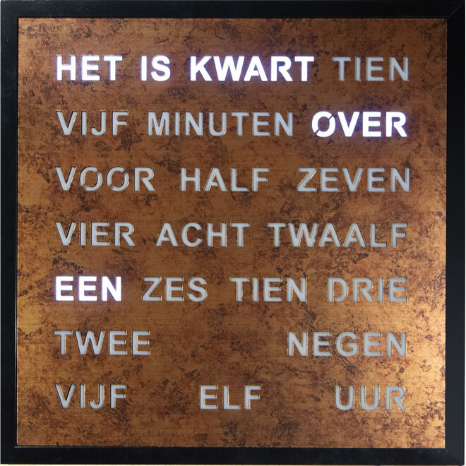 Woordklok Nederlands Epoxy, 40x40cm