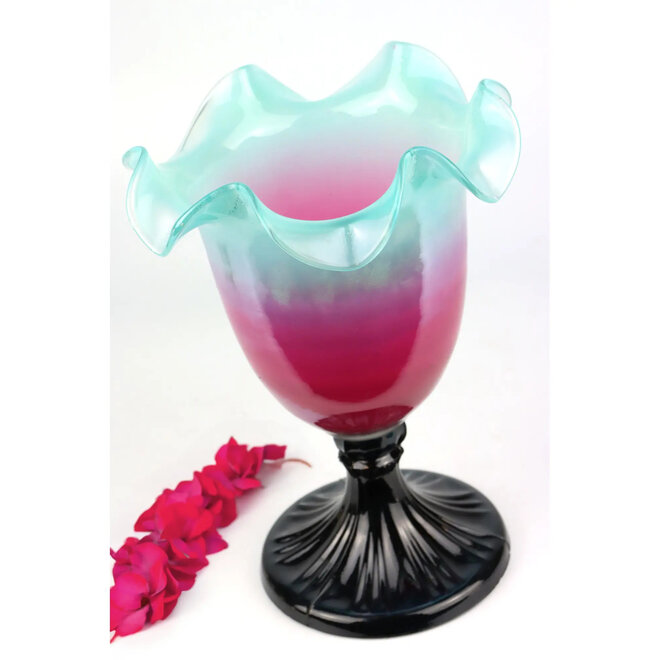 Kelkglas Vaas Bloom Turquise Roze H27cm