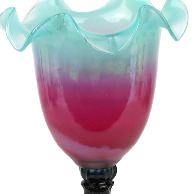Kelkglas Vaas Bloom Turquise Roze H27cm