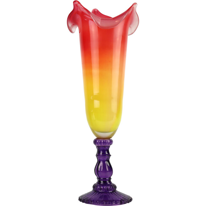 Kelkglas Vaas Bloom Rood Geel Paars H42cm