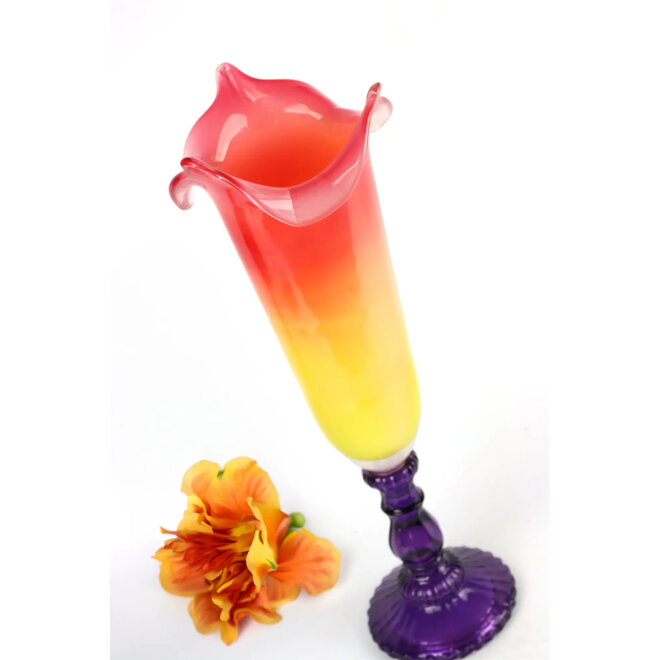 Kelkglas Vaas Bloom Rood Geel Paars H42cm