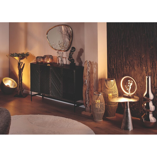 LED Figuur 'Happy Reunion', polyresin, antique bronze finish, H35cm