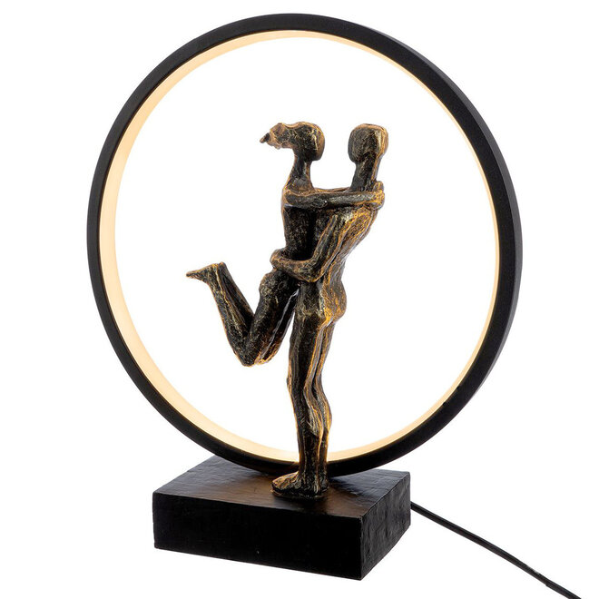 LED Figuur 'Happy Reunion', polyresin, antique bronze finish, H35cm