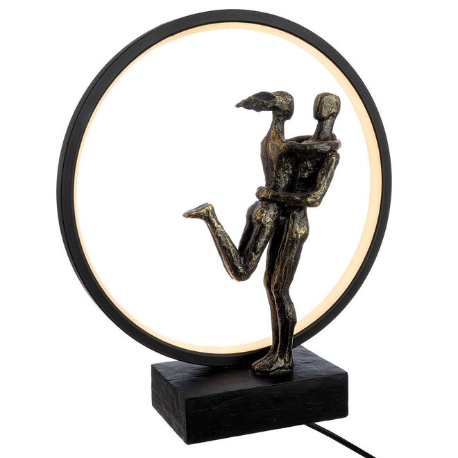 LED Figuur 'Happy Reunion', polyresin, antique bronze finish, H35cm