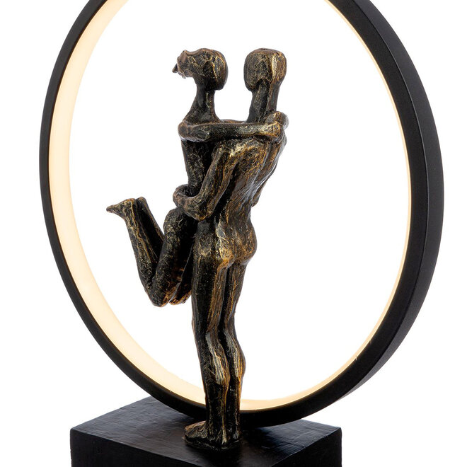 LED Figuur 'Happy Reunion', polyresin, antique bronze finish, H35cm
