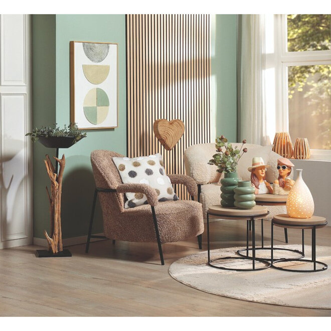 Fauteuil 'Ovina' in wollig beige