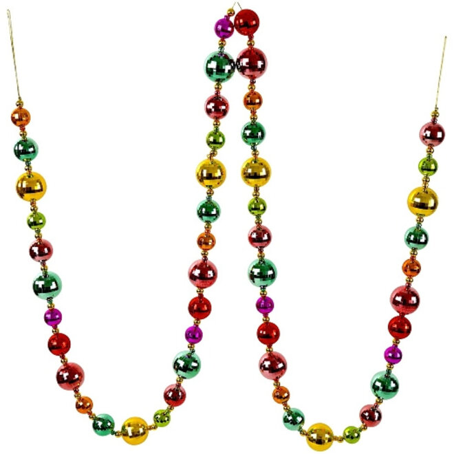Guirlande Gekleurde Disco Kerstballen 270cm