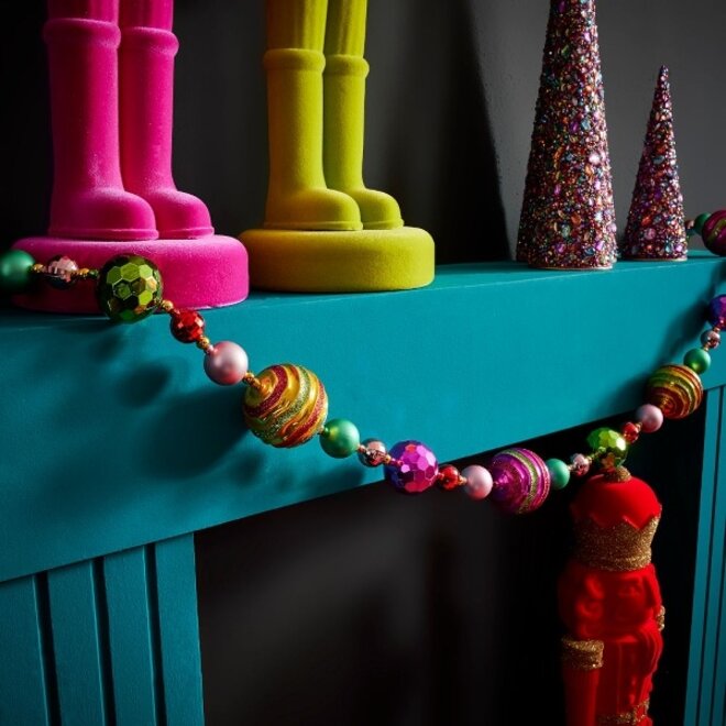 Guirlande Gekleurde Kerstballen 270cm