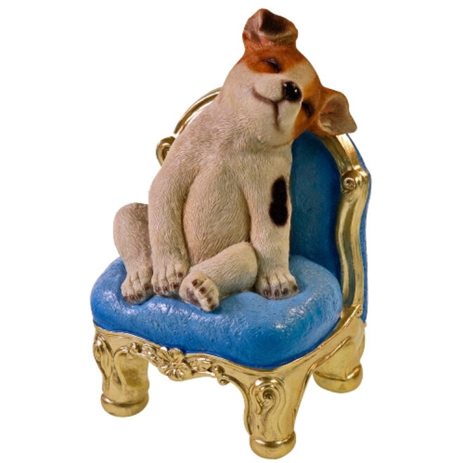 Kunststof Beeld, Slapende Hond Op Stoel H20cm