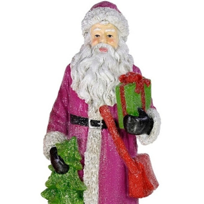Kerstman Glitter Magenta H30cm