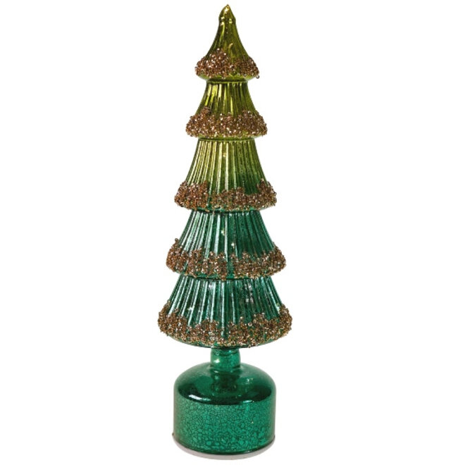 Roterende Glazen Kerstboom LED H37cm