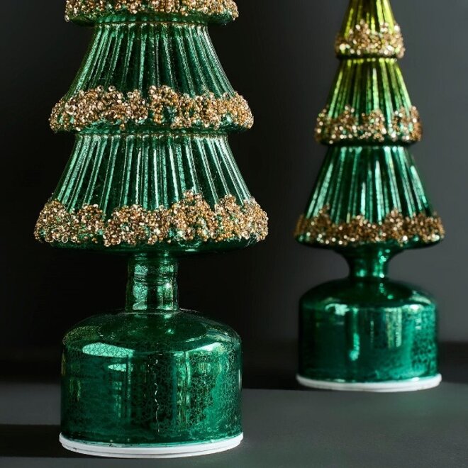 Roterende Glazen Kerstboom LED H37cm