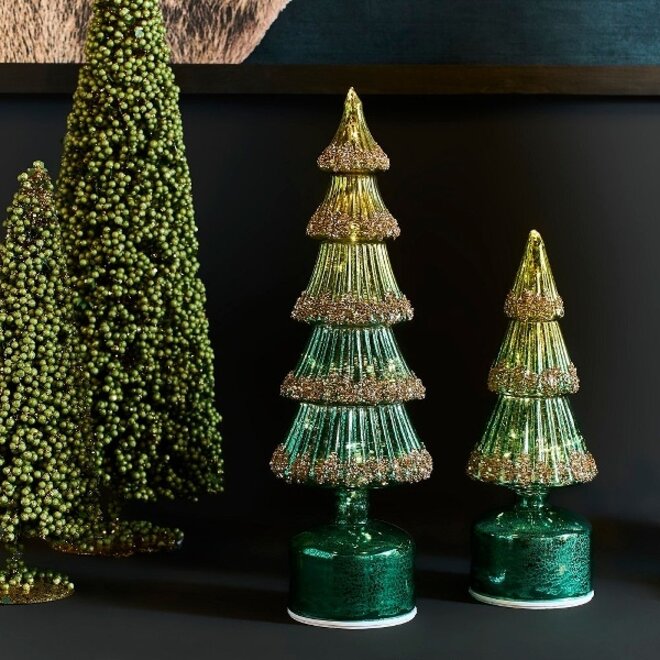 Roterende Glazen Kerstboom LED H37cm