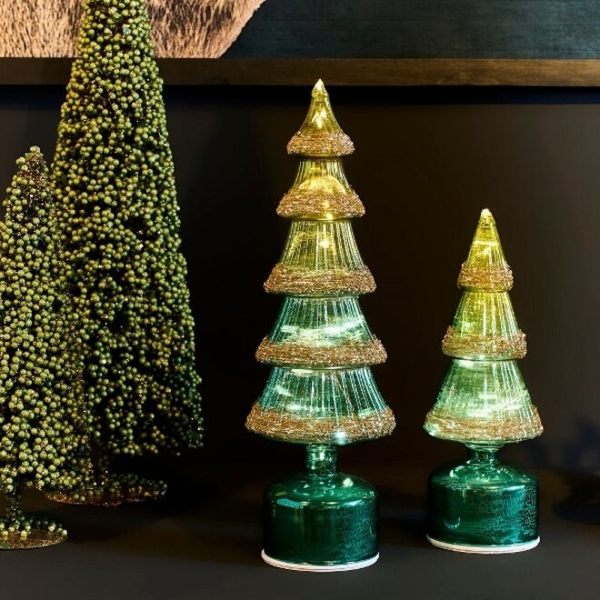 Roterende Glazen Kerstboom LED H37cm