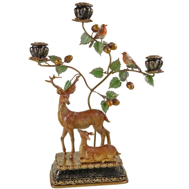Kandelaar Herten met Vogels H46cm