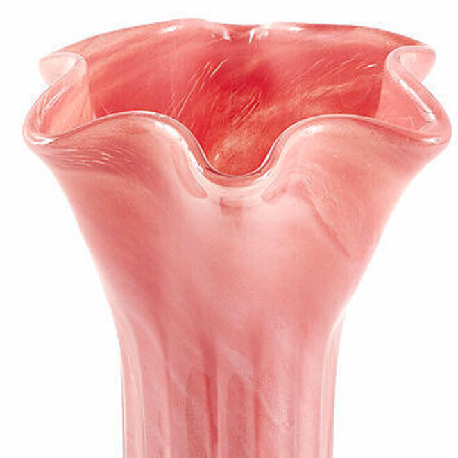 Glas Vaas Bloem, roze, paars H25cm