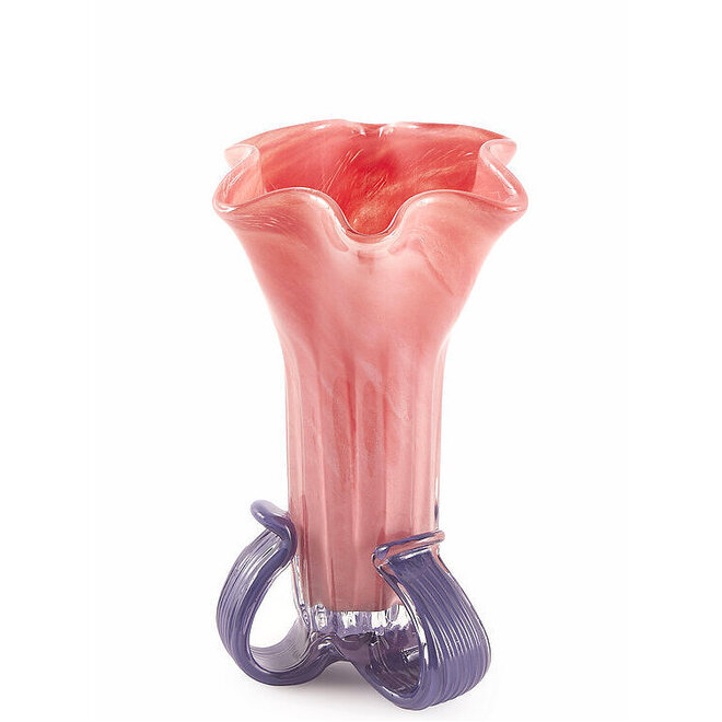Glas Vaas Bloem, roze, paars H25cm