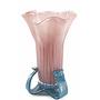 Glas Vaas Bloem, lichtroze, blauw, H34cm