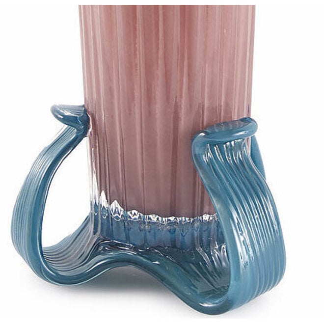 Glas Vaas Bloem, lichtroze, blauw, H34cm