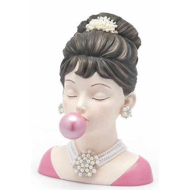 Vaas Elegante Dame met kauwgom 30cm