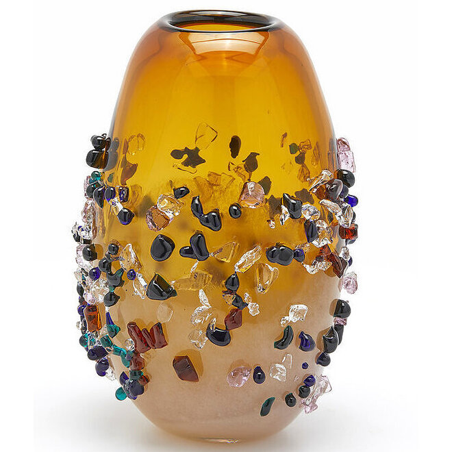 Glazen Vaas Gekleurd Edelsteen, geel, H29cm