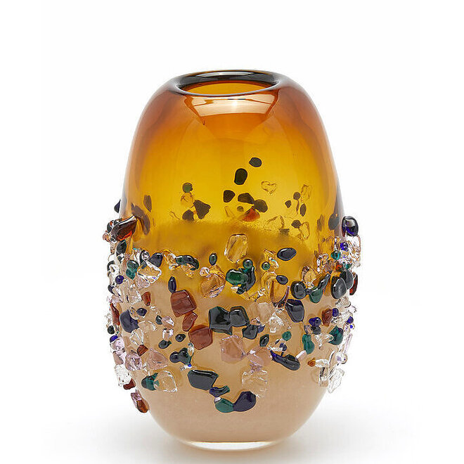 Glazen Vaas Gekleurd Edelsteen, geel, H25cm