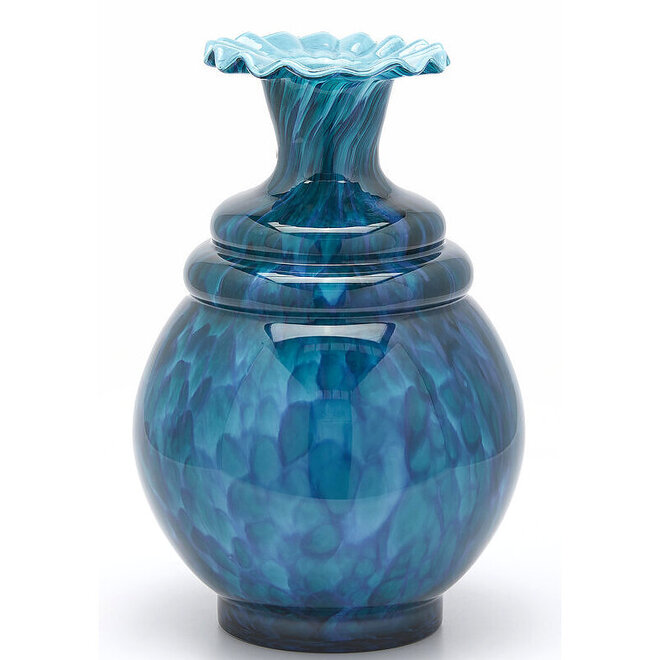 Glas Vaas Bloem, blauw, H37cm