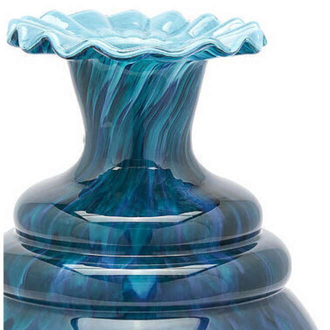 Glas Vaas Bloem, blauw, H37cm