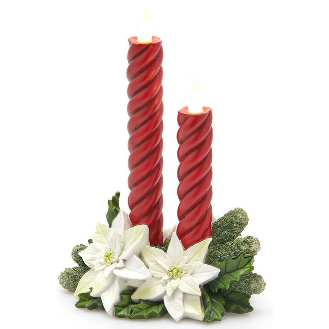 Kerststukje Rode Kandelaren LED 29cm