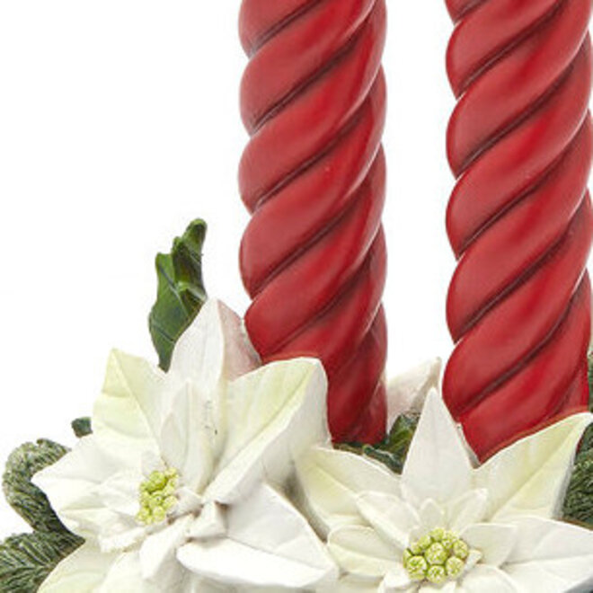 Kerststukje Rode Kandelaren LED 29cm