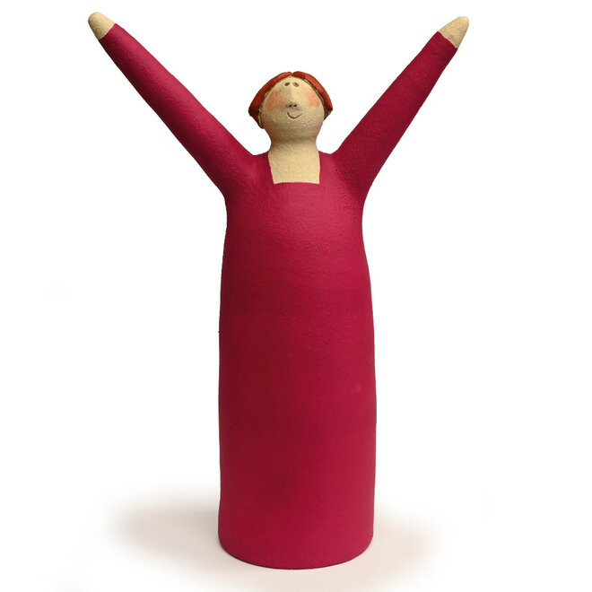 Vrolijke Vrouw, Freudenmädchen, magenta Keramiek H27cm
